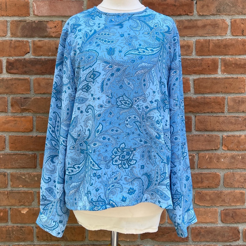 Pendleton Pull Over Paisley Print Long Sleeve Blouse
